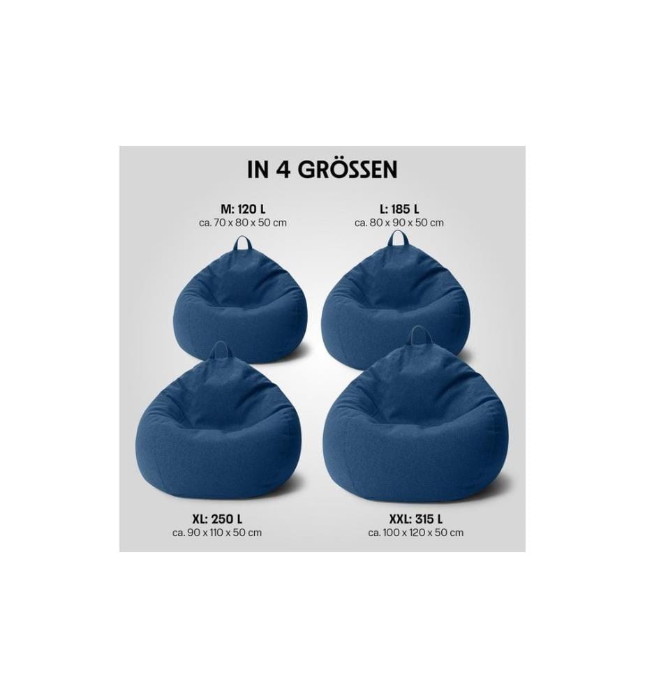 Urbanara - Sitzsack Basic-Comfort 250 l Polyester (PES), Blau