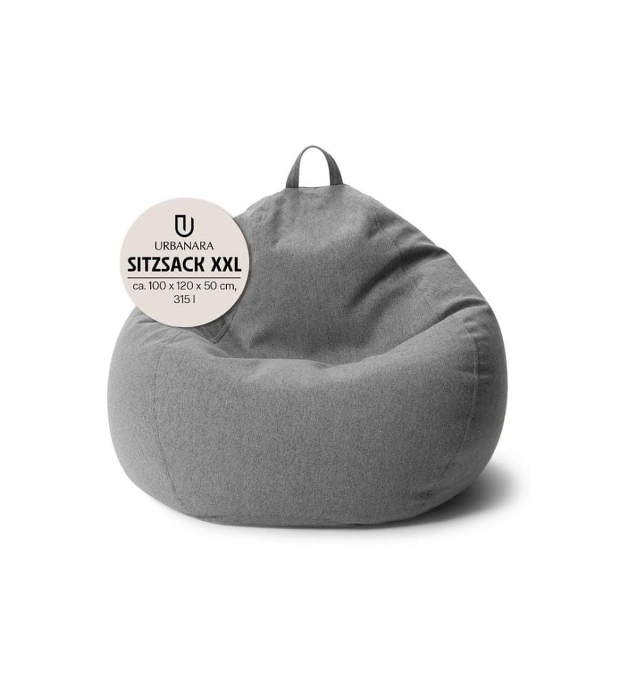 Urbanara - Sitzsack Basic-Comfort 315 l Polyester (PES), Grau