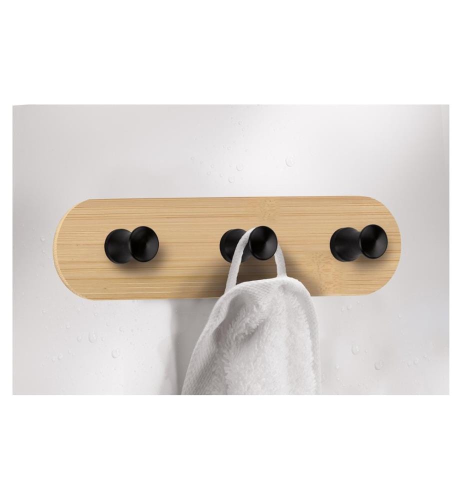 KLEINE WOLKE - Wandgarderobe Bamboo Hook Trio 18 cm x 4.5 cm, Beige