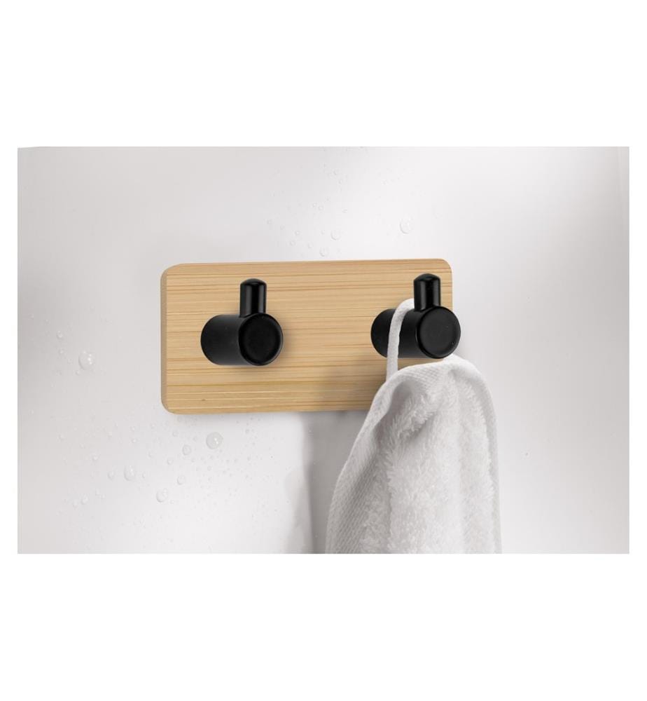 KLEINE WOLKE - Wandgarderobe Bamboo Pin Hook Duo 12 cm x 4.5 cm, Beige