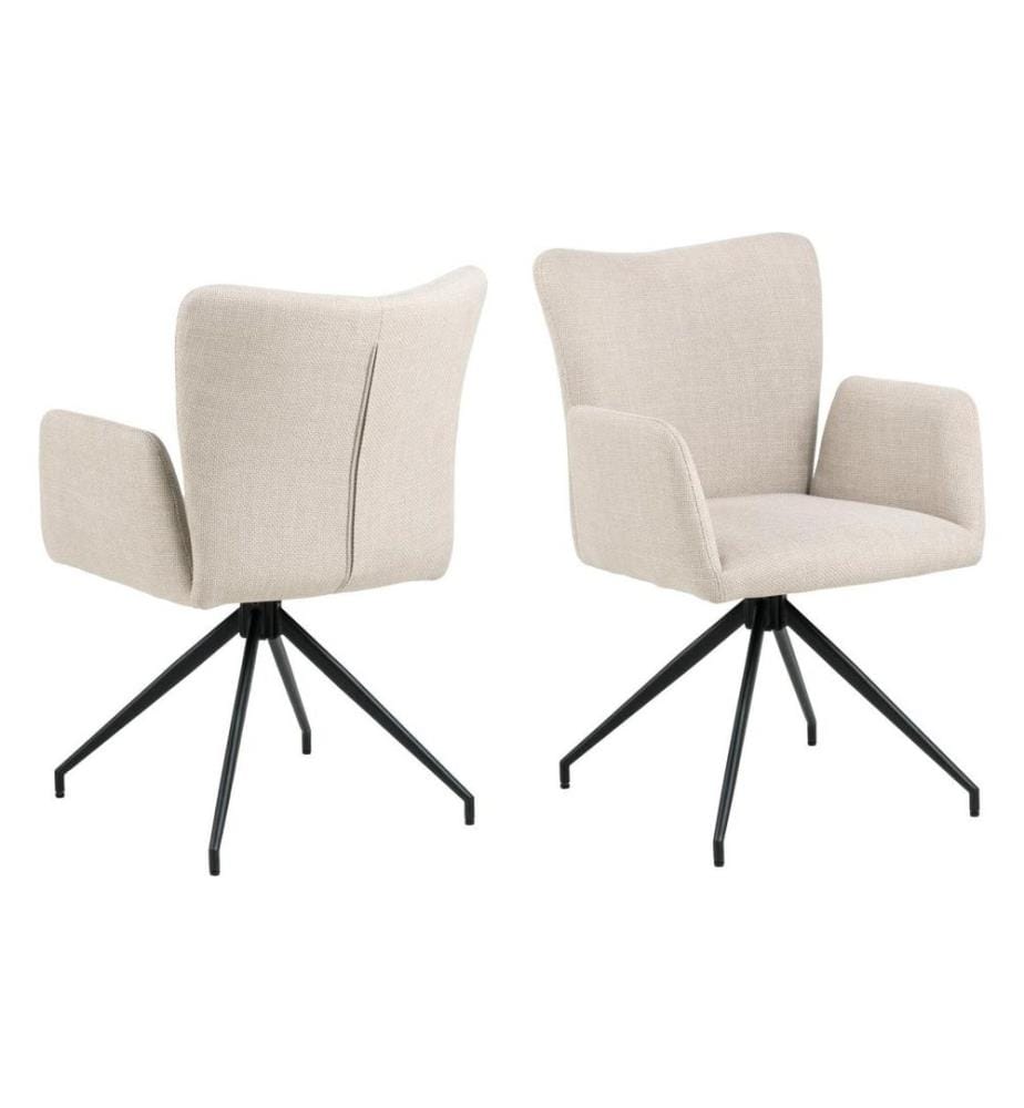 AC Design - Stuhl Laura Beige/Schwarz, 2 Stück