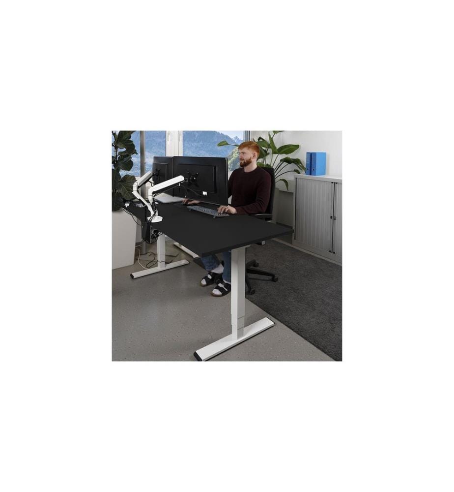CONTINI - höhenverstellbarer Bürotisch 1.6x0.8 m Schwarz/Gestell weiss