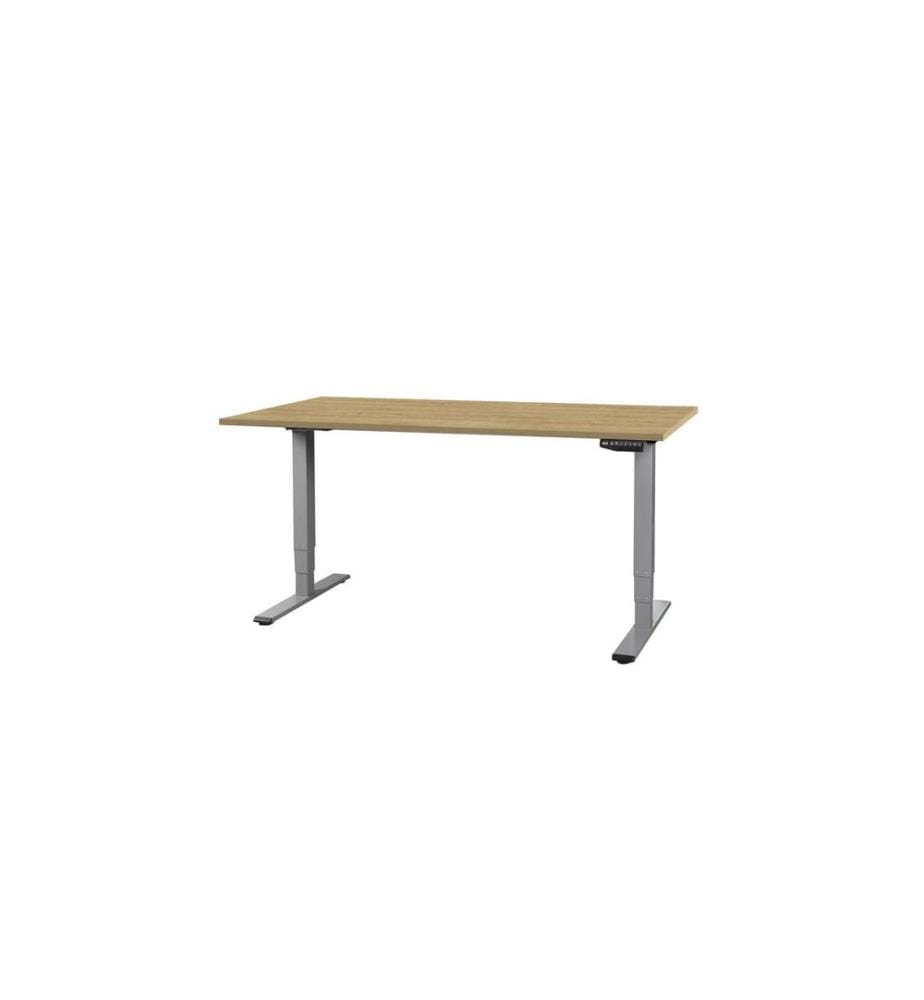 CONTINI - höhenverstellbarer Bürotisch 2.0 x 0.9 m Eiche, Metall, grau