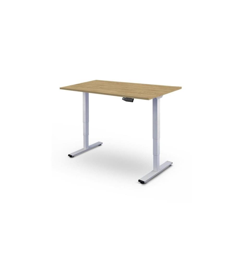 CONTINI - table de bureau réglable en hauteur 1.8 x 0.8m, chêne/métal blanc