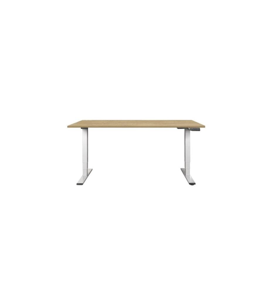 CONTINI - table de bureau réglable en hauteur 1.8 x 0.8m, chêne/métal blanc