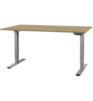 CONTINI - höhenverstellbarer Bürotisch 1.4 x 0.8 m, Eiche/Dunkelgrau