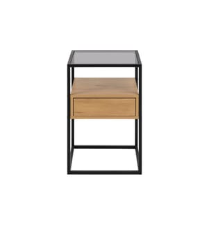 AC Design Nachttisch Randolf 40 x 35 x 60 cm, Schwarz/Nature