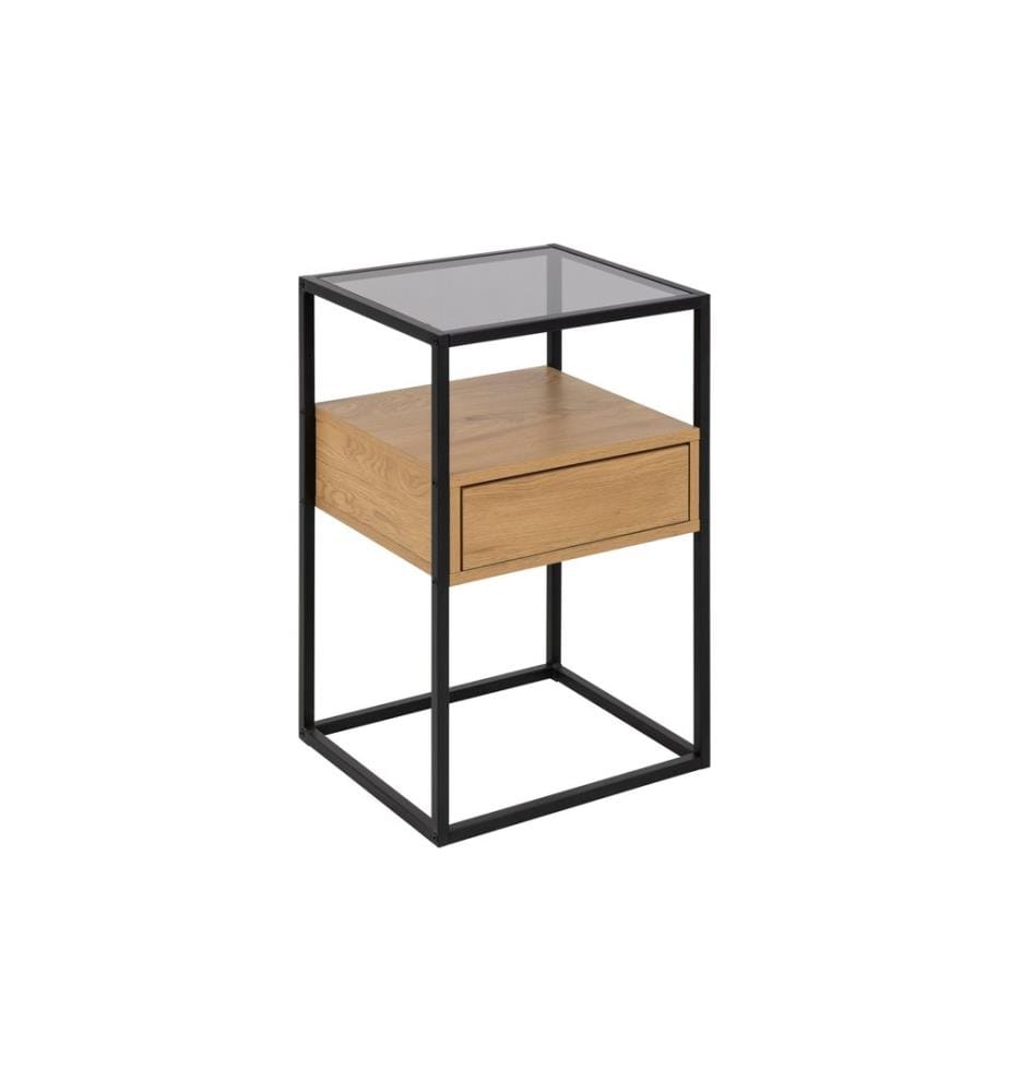 AC Design Nachttisch Randolf 40 x 35 x 60 cm, Schwarz/Nature