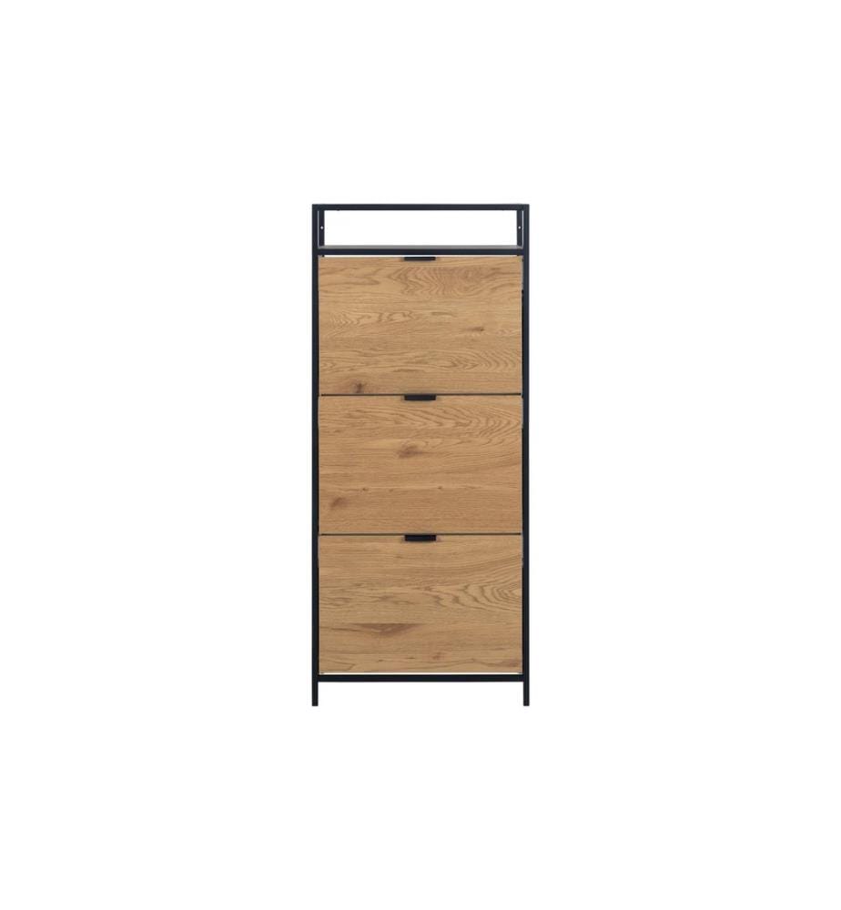 AC Design Schuhschrank Seaford 56 x 30 x 129 cm, Schwarz/Nature