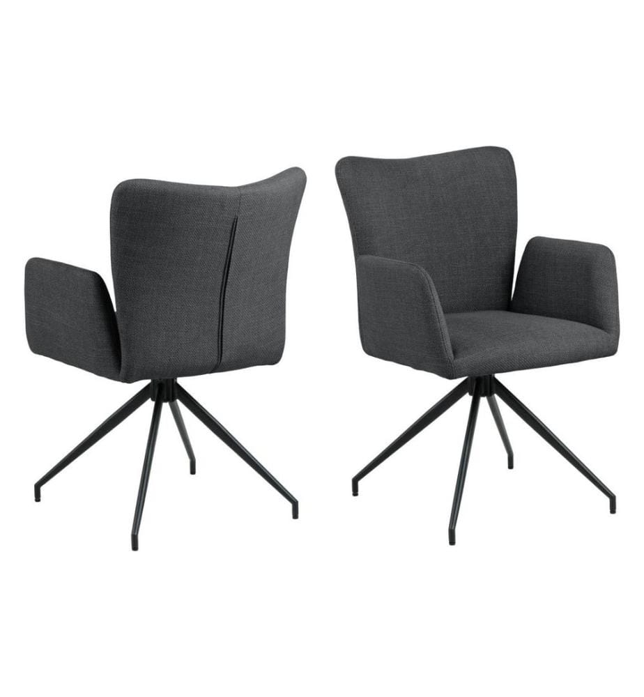 AC Design Stuhl Laura Dunkelgrau/Schwarz, 2 Stück