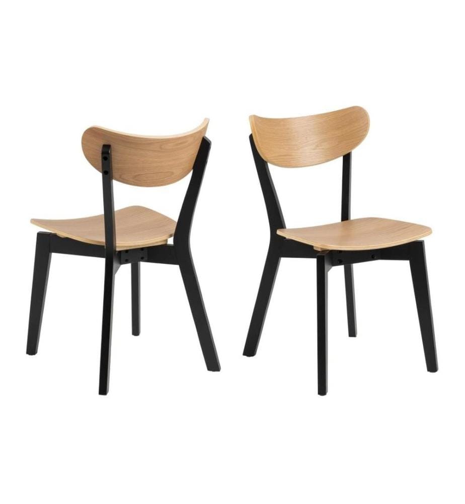 AC Design Stuhl Roxby 2 Stück, Schwarz/Nature