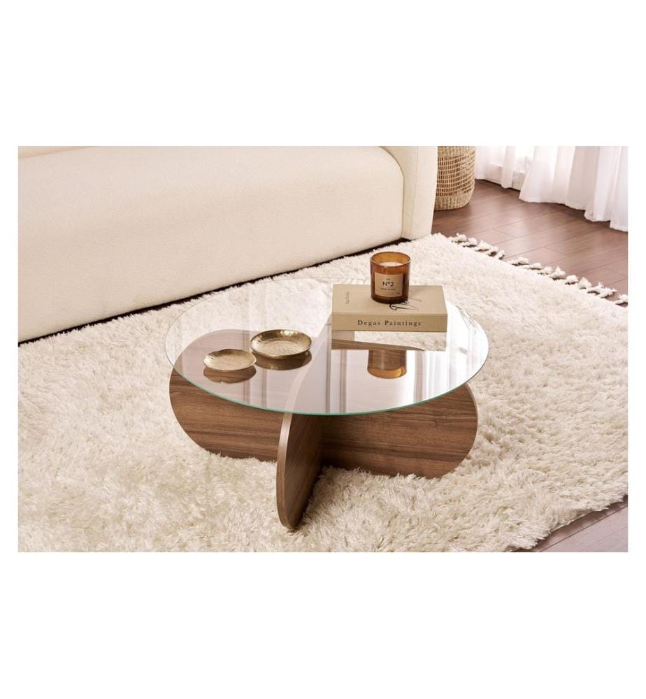 Woody Fashion Couchtisch Aeris Walnut 75 x 35 cm, Braun/Transparent