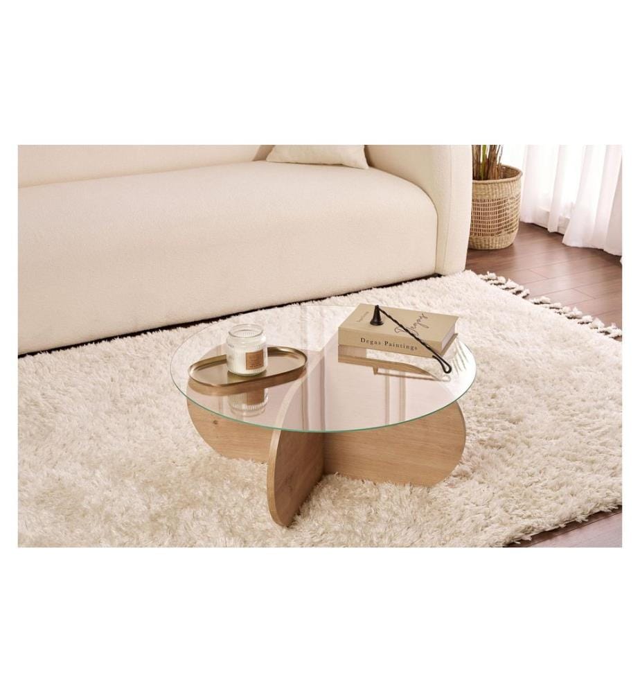 Woody Fashion Couchtisch Aeris Sapphire Oak 75 x 35 cm, Braun/Transparent