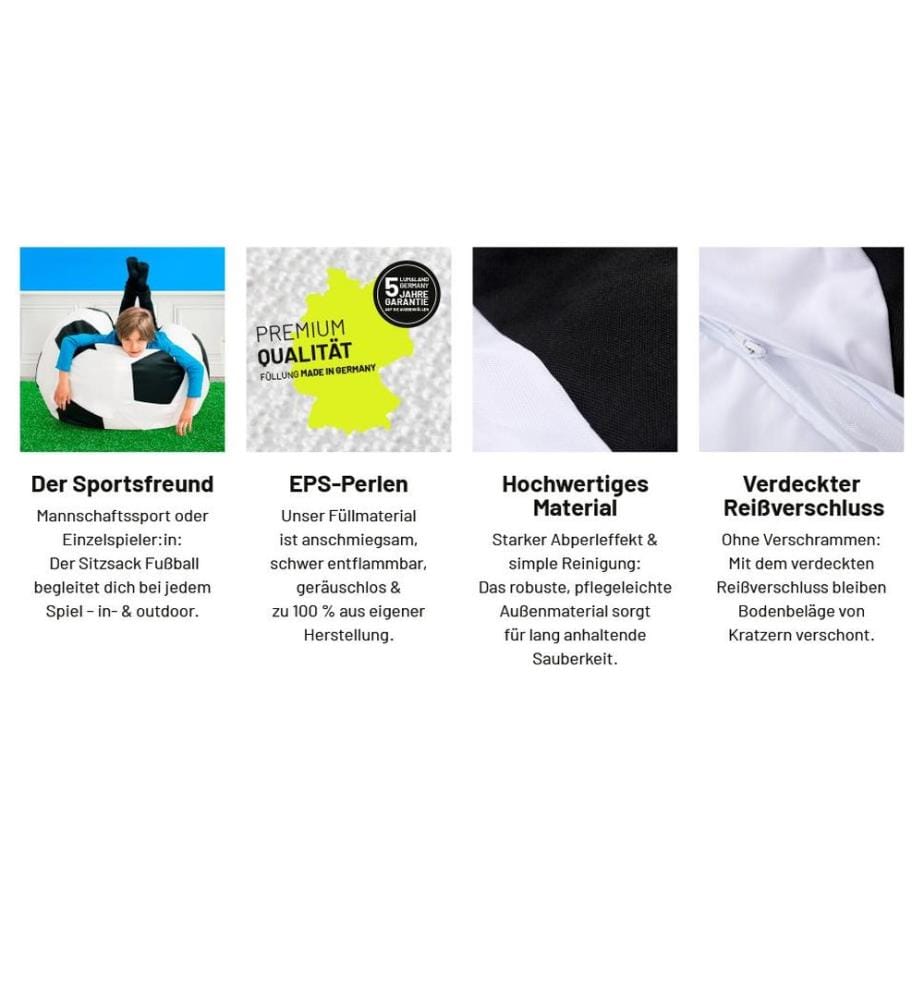Lumaland Sitzsack Luxury Fussball 170 Liter