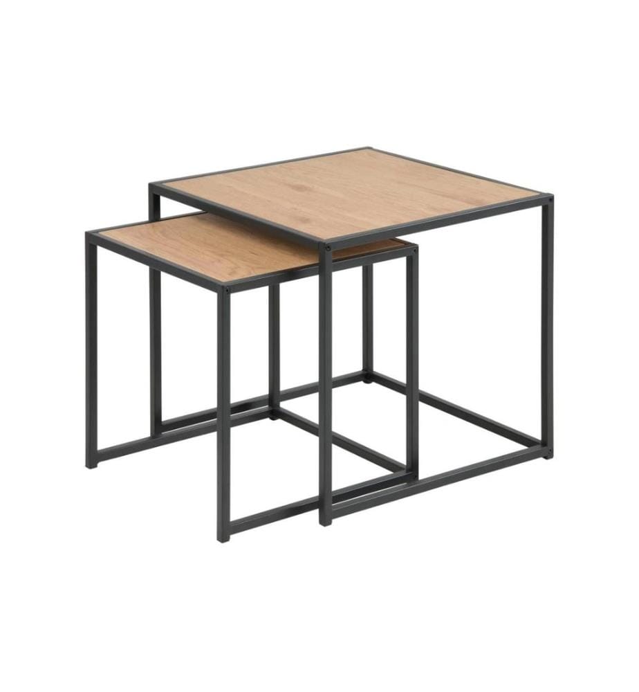 AC Design Couchtisch Seaford 2 Stück, Schwarz/Nature