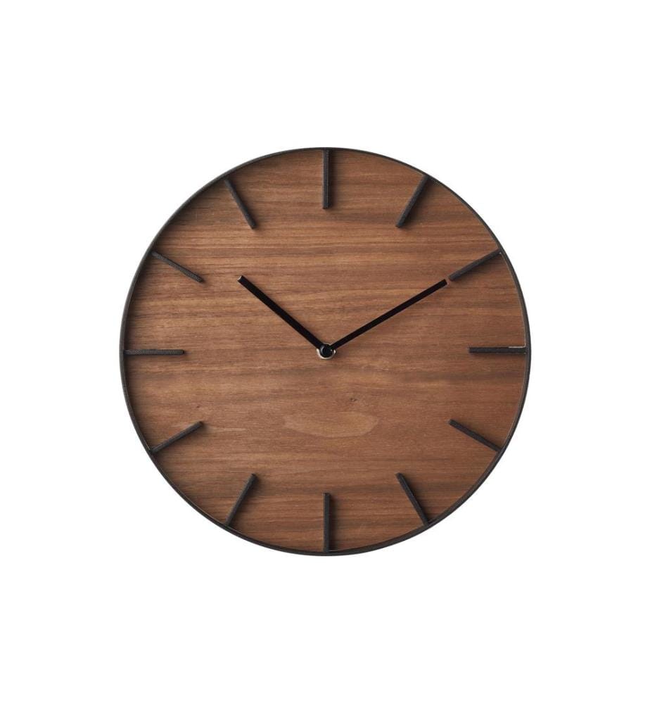 YAMAZAKI - Wanduhr Rin Ø  26.5 cm, Braun/Schwarz