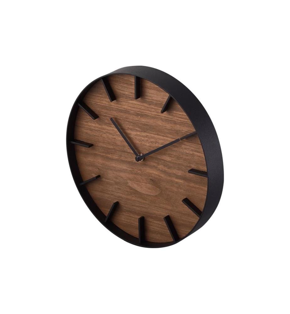 YAMAZAKI - Wanduhr Rin Ø  26.5 cm, Braun/Schwarz
