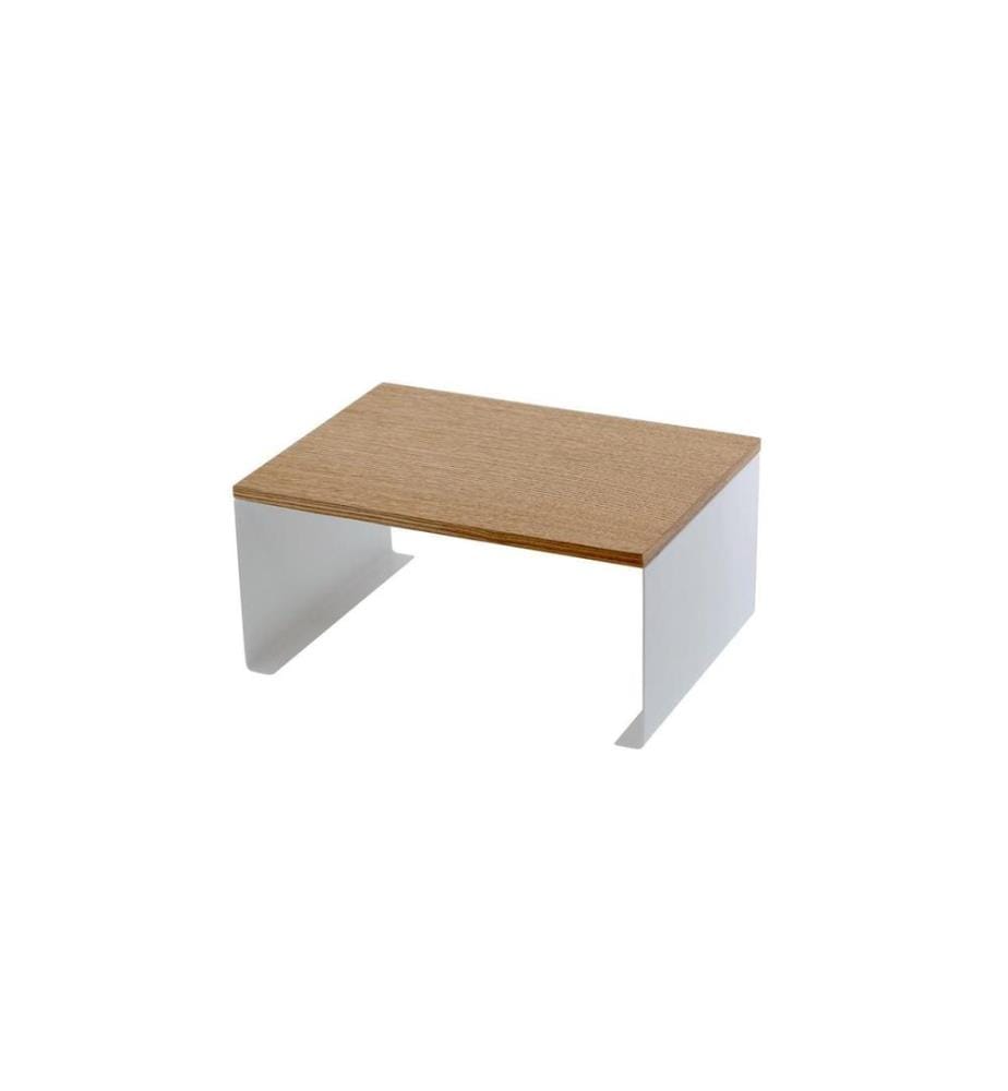 YAMAZAKI - Étagère de cuisine Tosca empilable 30,5 x 22 cm, Nature/Blanc