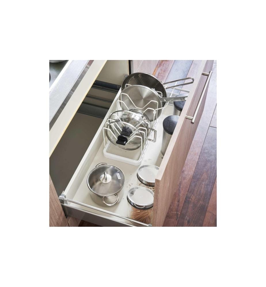 YAMAZAKI - Couvercle et Supports de casserole Tower Blanc