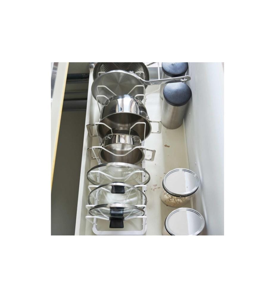 YAMAZAKI - Couvercle et Supports de casserole Tower Blanc