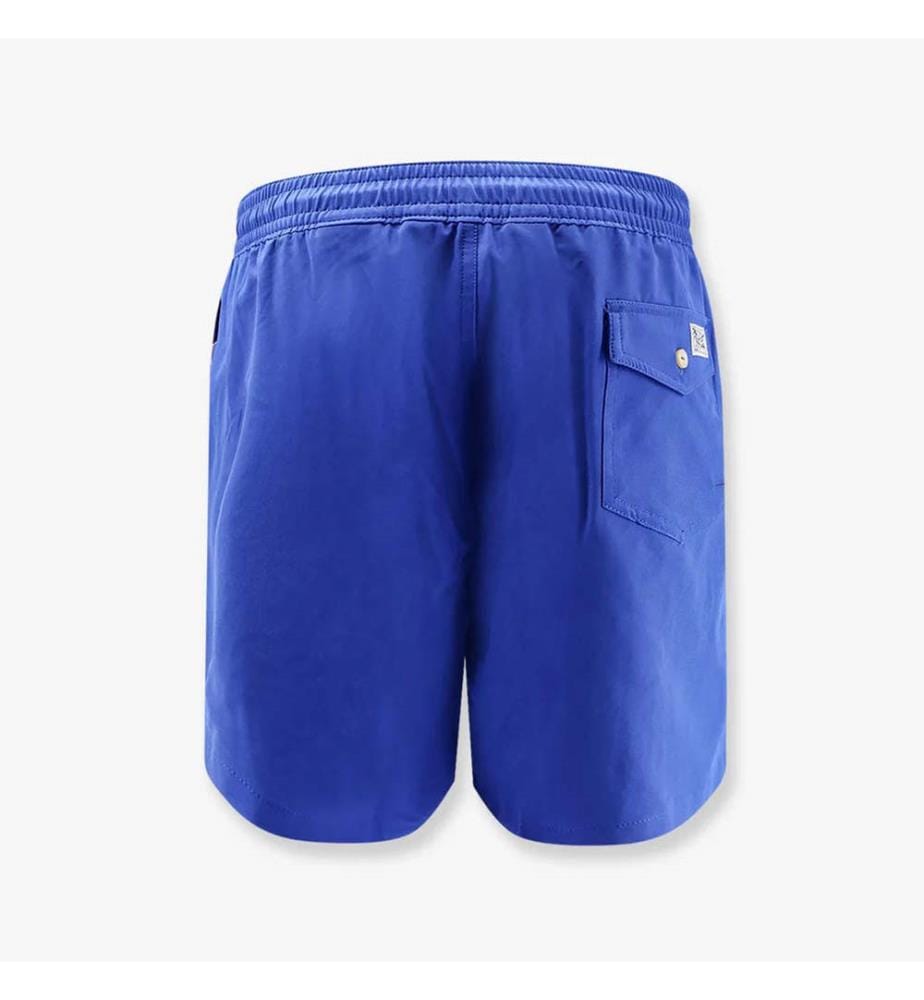 Short de Bain en nylon recyclé avec logo brodé sur le devant - Bleu