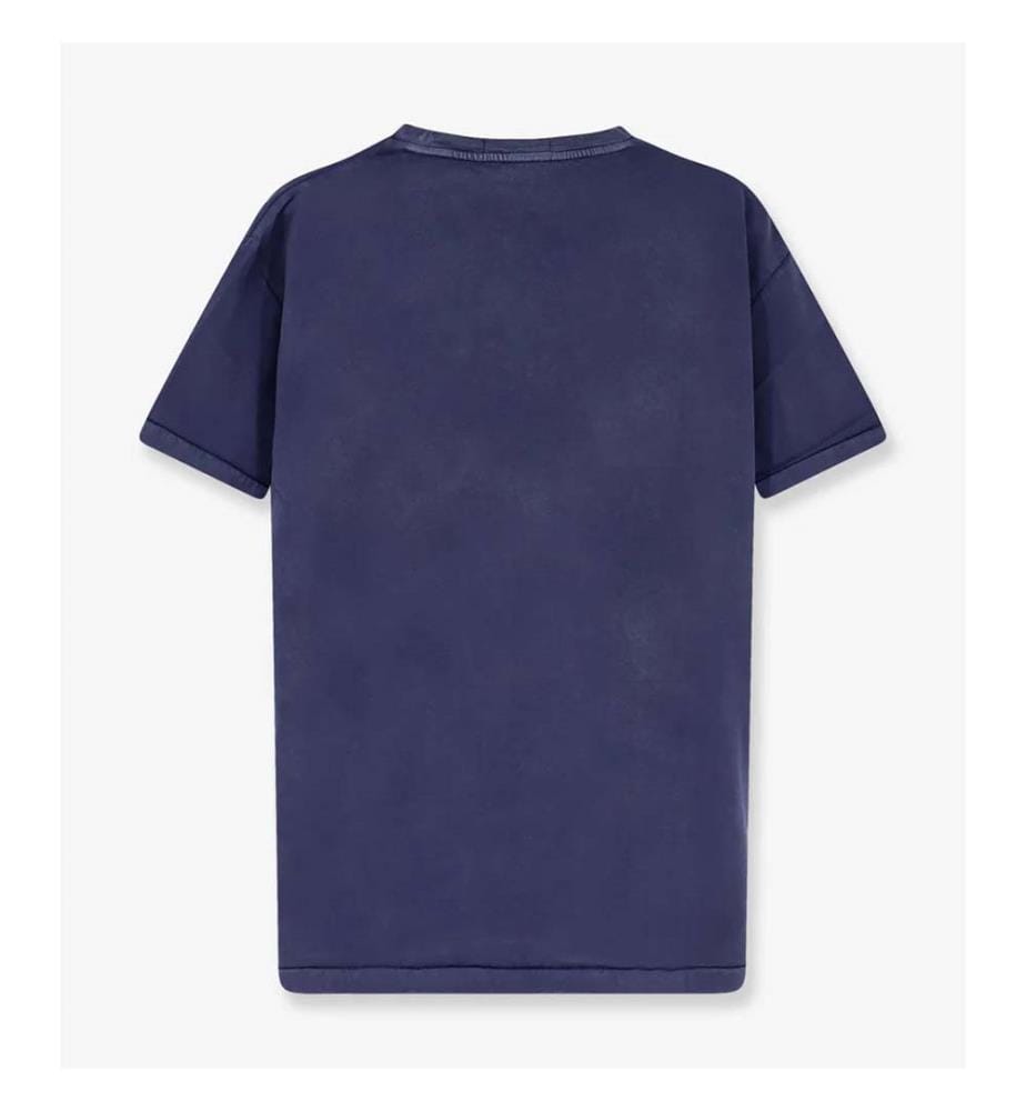 Baumwoll-T-Shirt - Dunkles Kobalt/Weiss