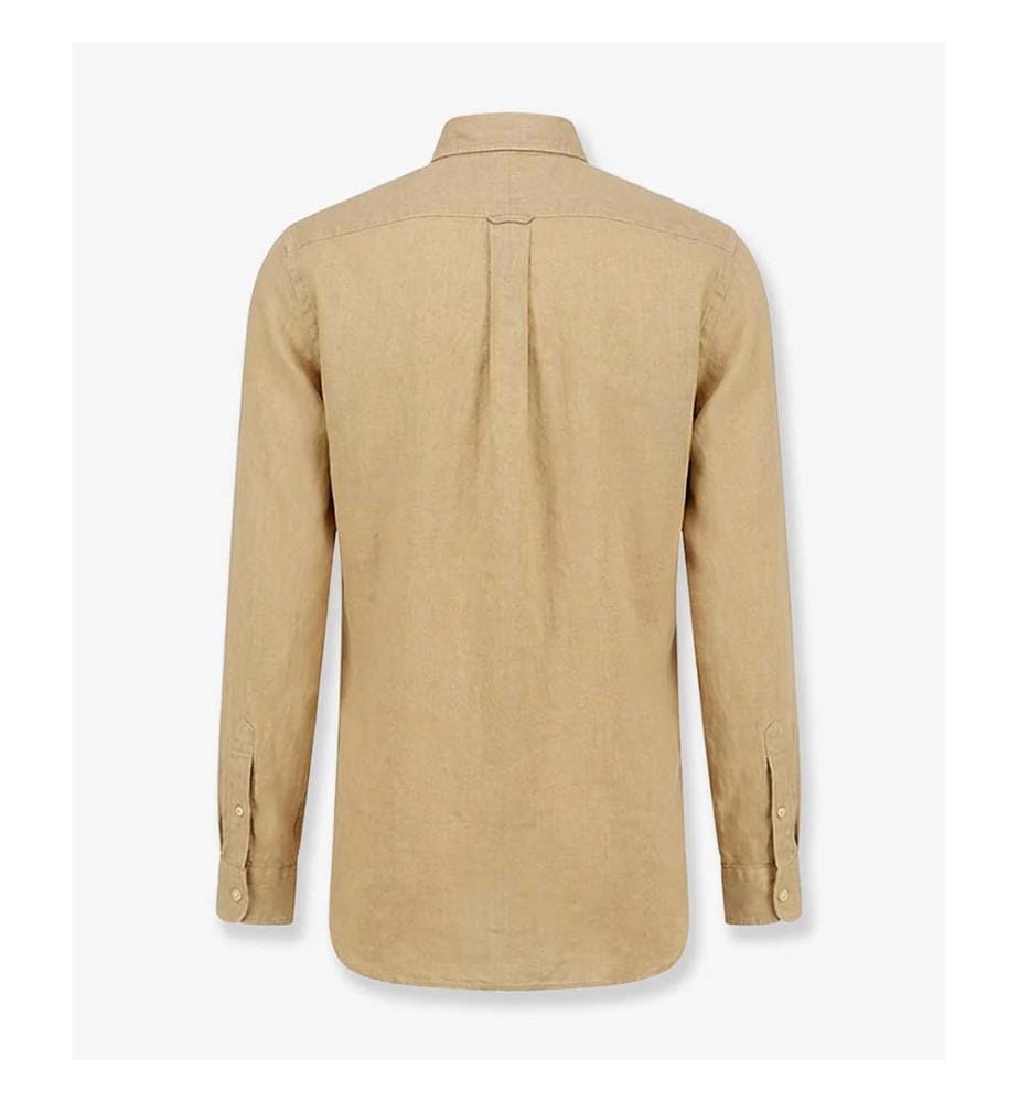 Chemise en lin avec broderie du logo - Cafe Tan