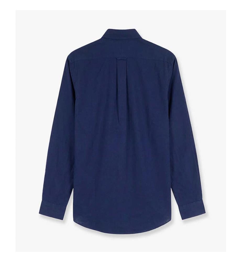 Linen shirt with embroidered logo on the front - Blue