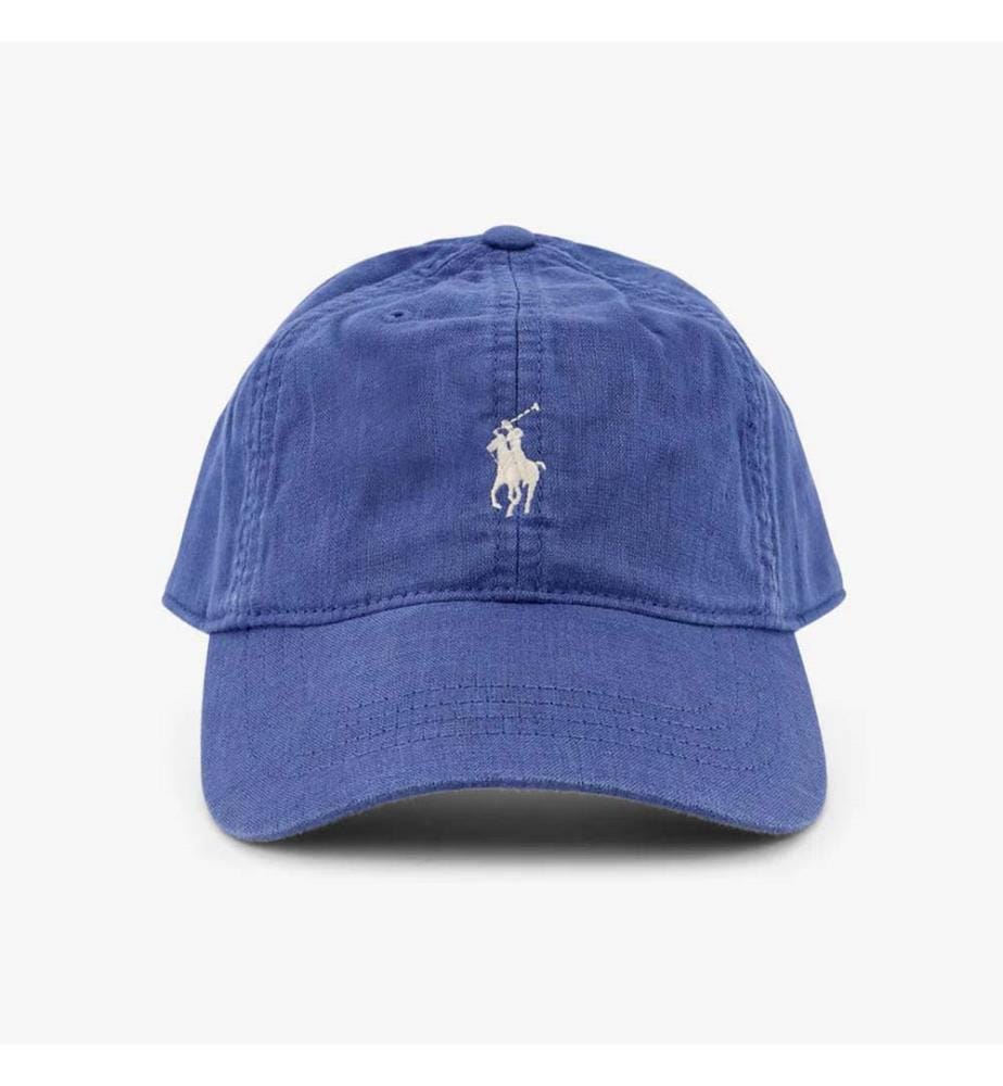 Cappellino in lino con logo ricamato sul davanti - Dusty Azure