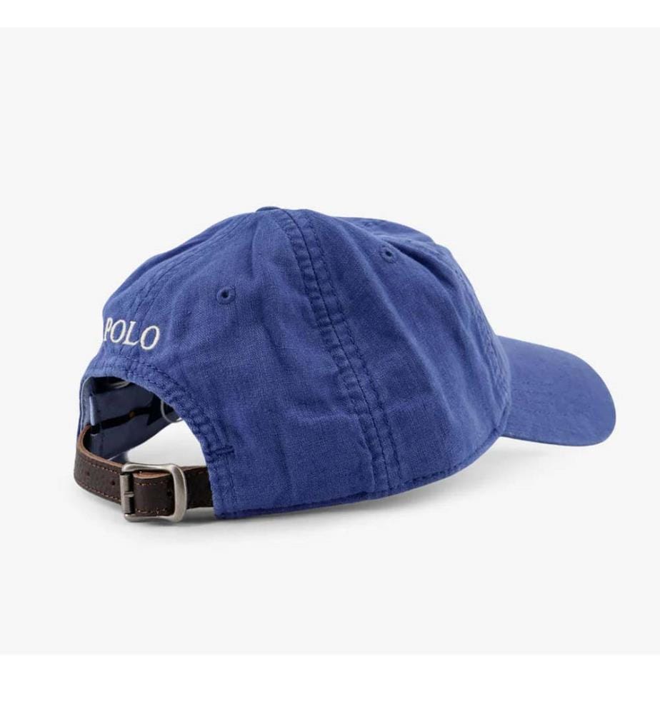 Cappellino in lino con logo ricamato sul davanti - Dusty Azure