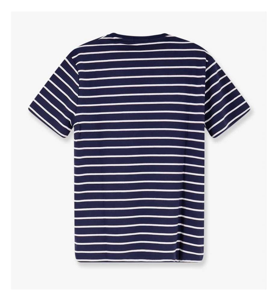 Baumwoll-T-Shirt mit gestreiftem Muster - Blau