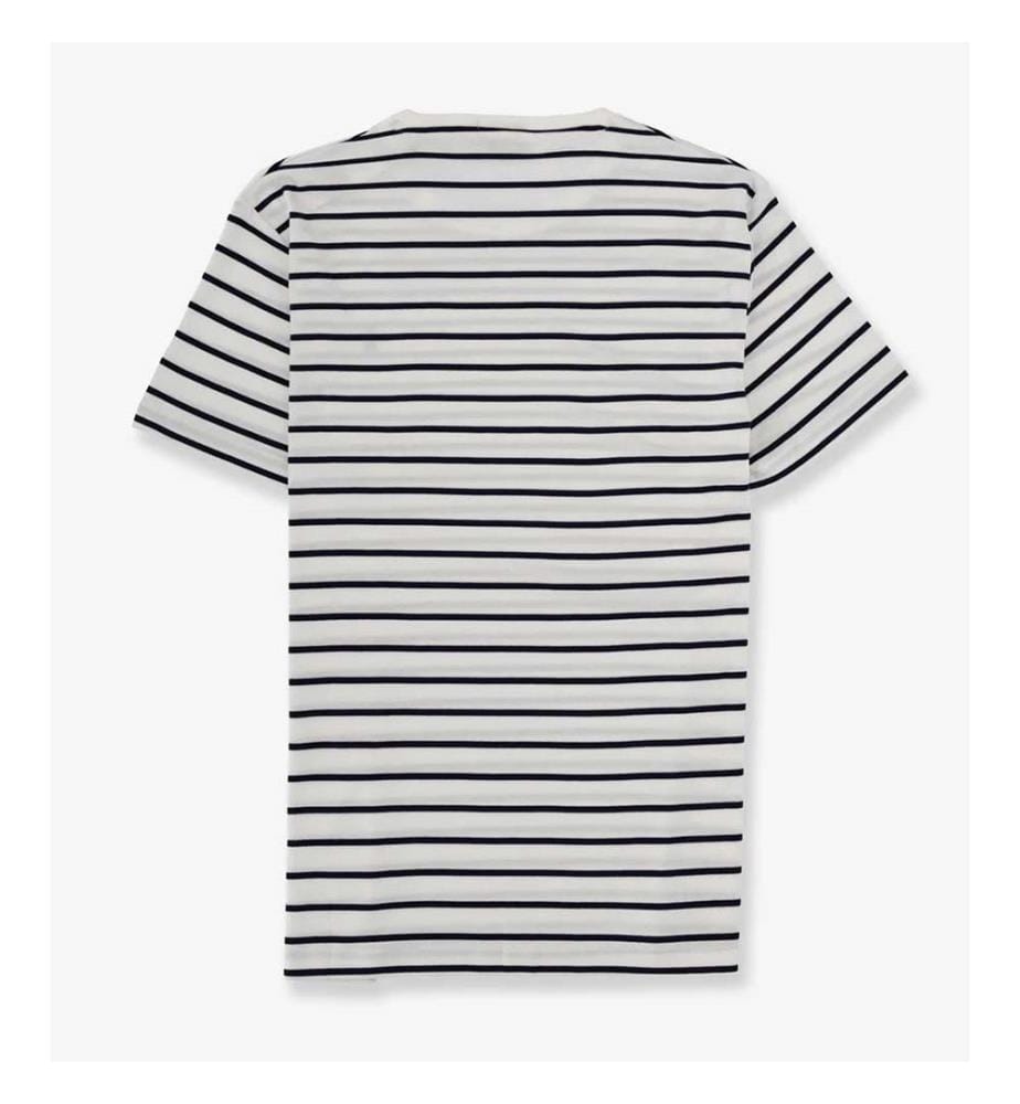 Baumwoll-T-Shirt mit gestreiftem Muster - Weiss