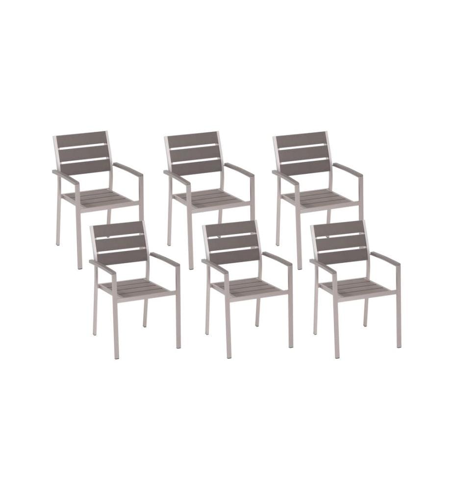 Gartenstuhl 6er Set VERNIO Grau