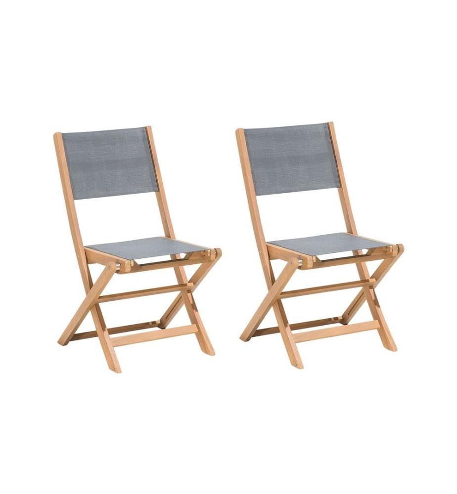 Gartenstuhl 2er Set CESANA Akazienholz Hellbraun