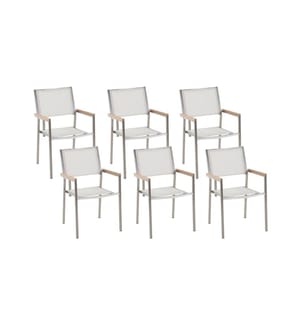 Gartenstuhl 6er Set GROSSETO Edelstahl Weiss