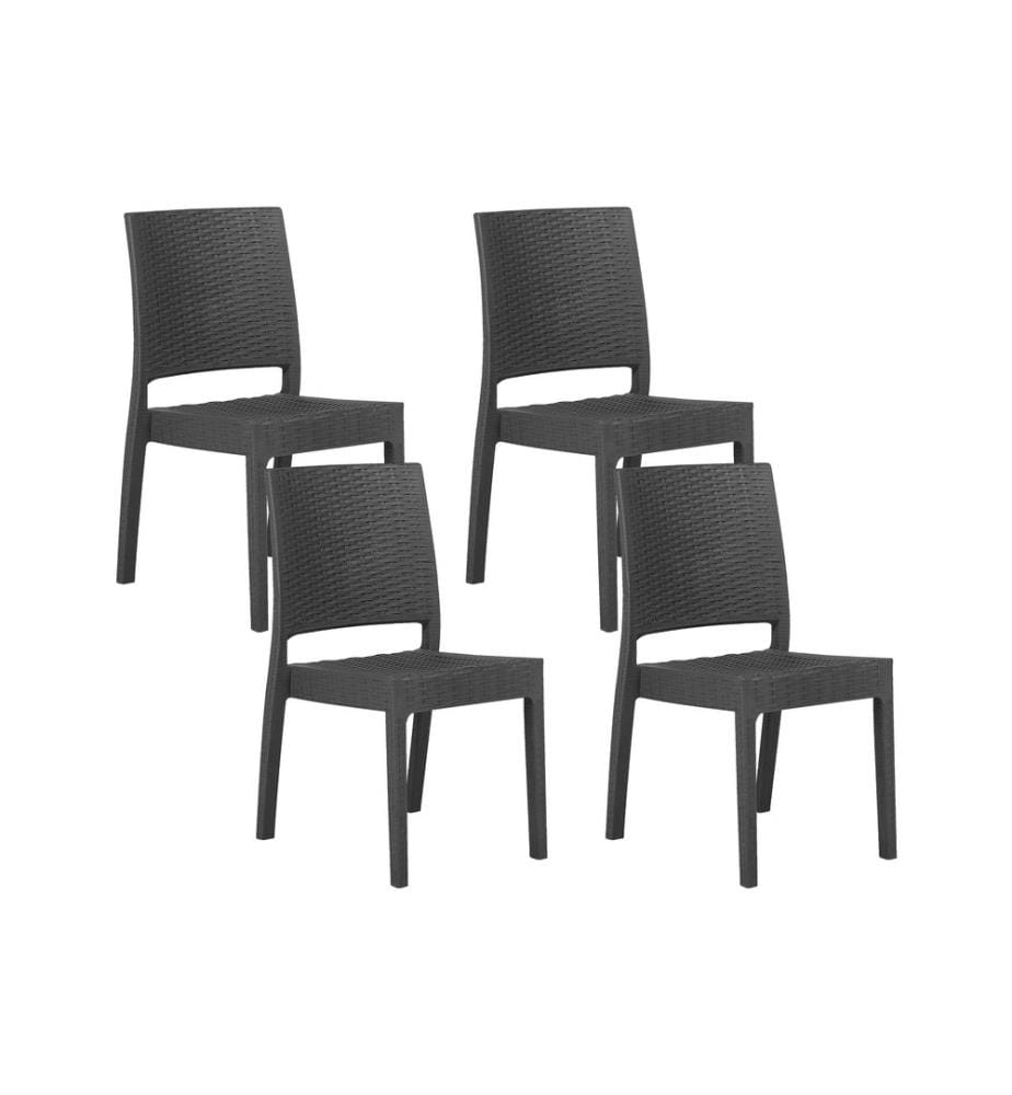 Gartenstuhl 4er Set FOSSANO Kunststoff Graphitgrau