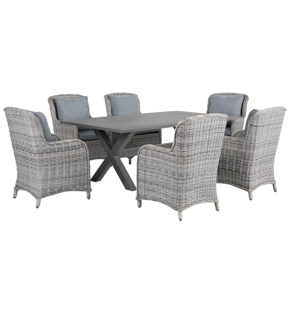 Gartenmöbel Set 6-Sitzer CASCAIS inkl. Kissen Polyrattan Grau
