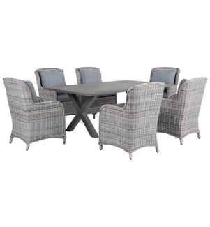 Gartenmöbel Set 6-Sitzer CASCAIS inkl. Kissen Polyrattan Grau