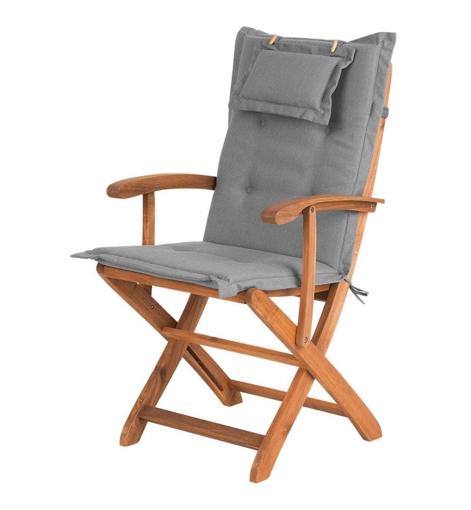 Set of 2 Garden Chairs with Cushions MAUI Acacia Wood Grey