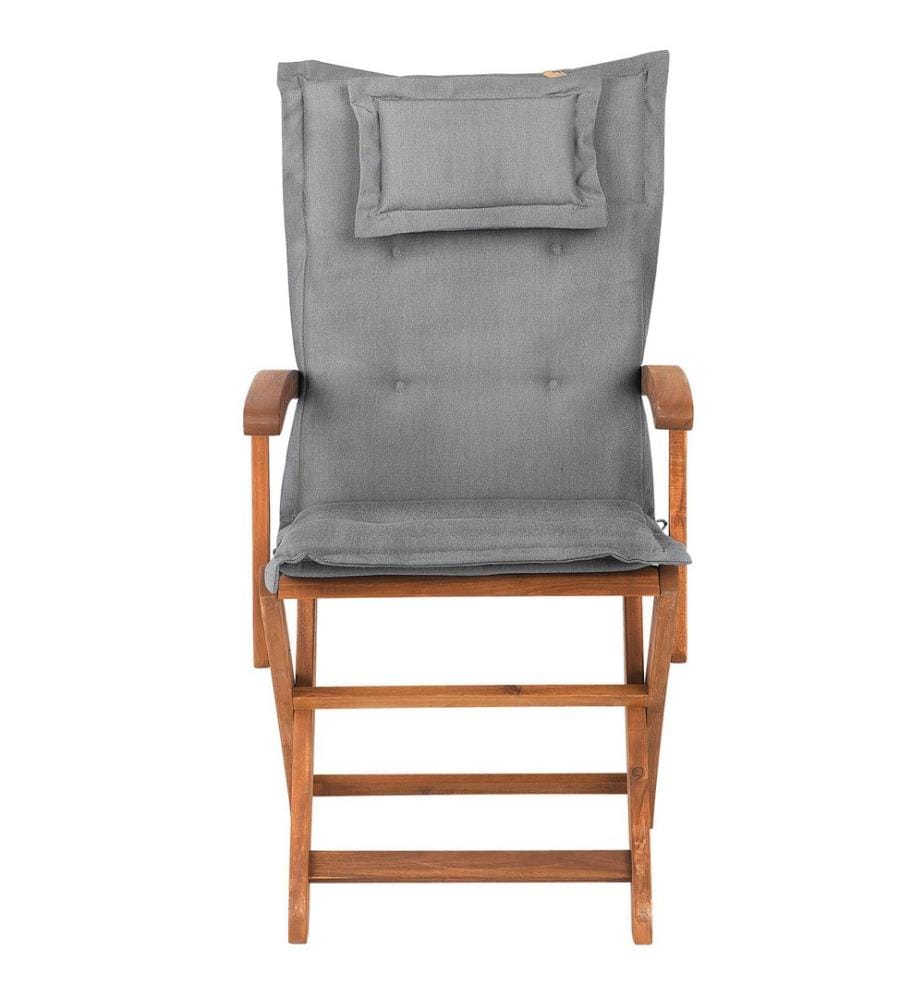 Set of 2 Garden Chairs with Cushions MAUI Acacia Wood Grey