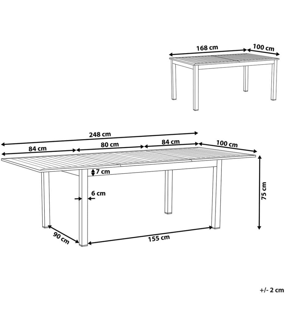 Ausziehbarer Gartentisch PANCOLE 168/248 cm 100 cm Metall Grau