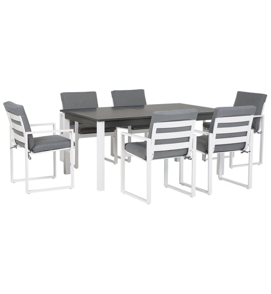 Gartenmöbel Set 6-Sitzer PANCOLE inkl. Kissen Metall Grau