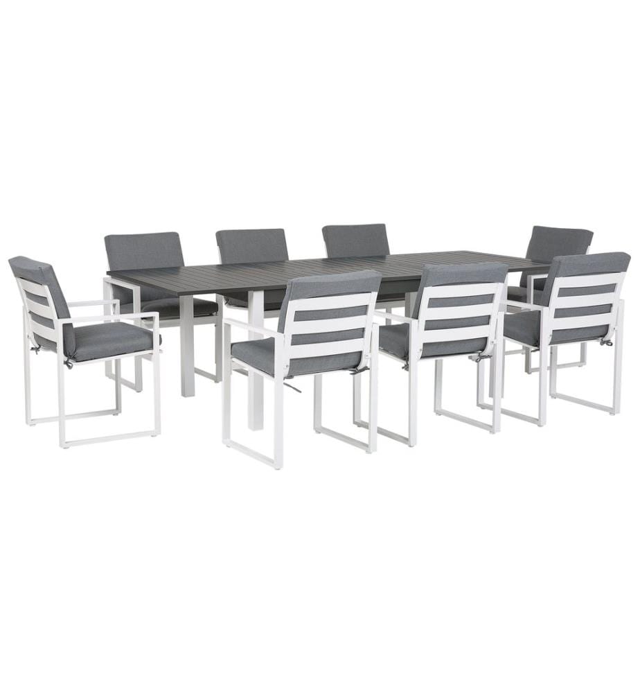 Gartenmöbel Set 8-Sitzer PANCOLE inkl. Kissen Metall Grau