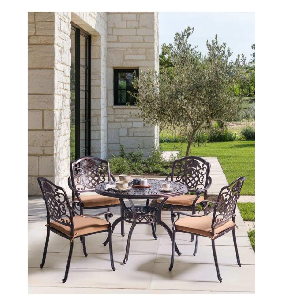 Gartenmöbel Set 4-Sitzer SALENTO inkl. Kissen Metall Dunkelbraun