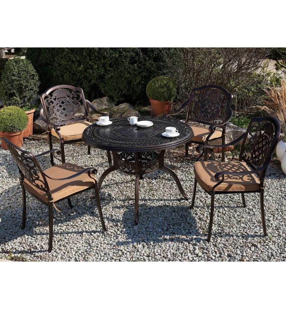 Gartentisch SALENTO 102 cm 102 cm Metall Dunkelbraun