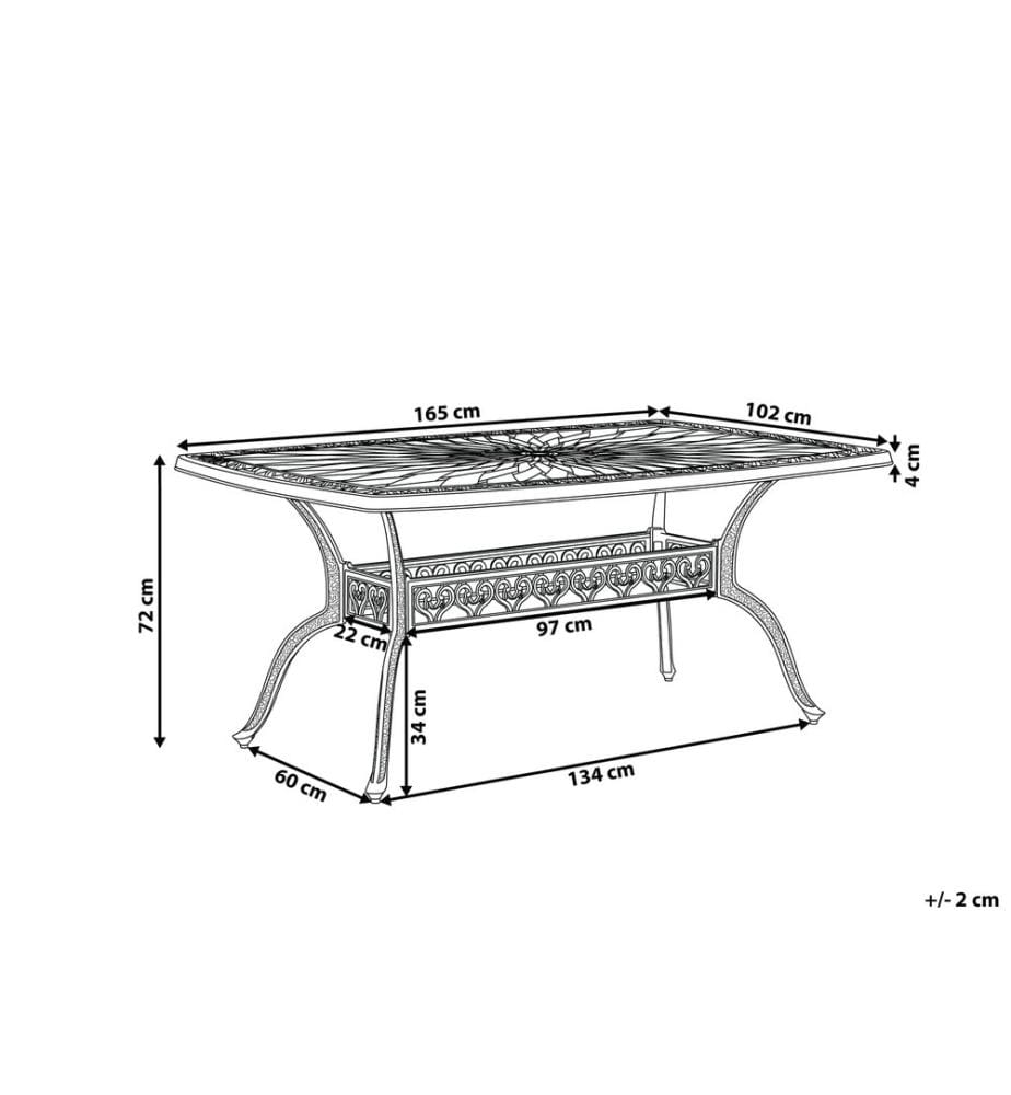 Gartentisch LIZZANO 165 cm 102 cm Metall Dunkelbraun