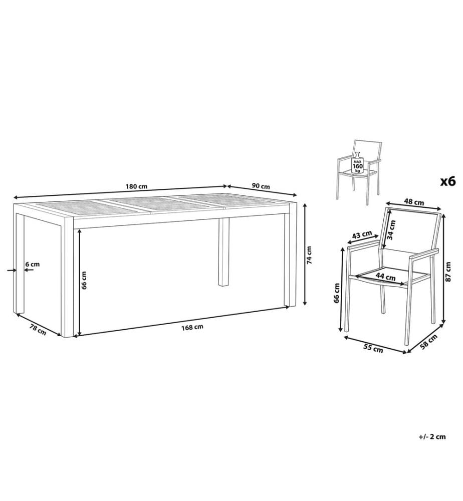 Gartenmöbel Set 6-Sitzer GROSSETO Eukalyptusholz Braun / Weiss