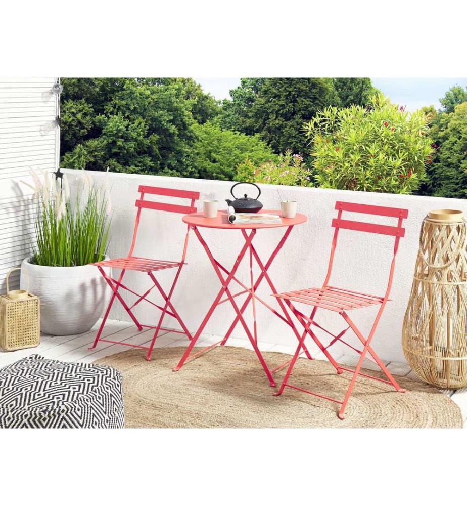 Bistro Set klappbar FIORI Metall Rot