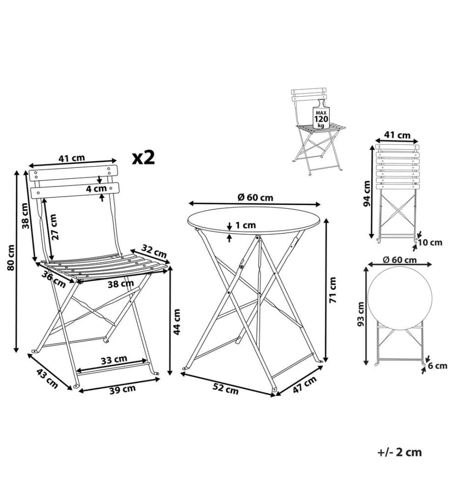 Bistro Set klappbar FIORI Metall Rot
