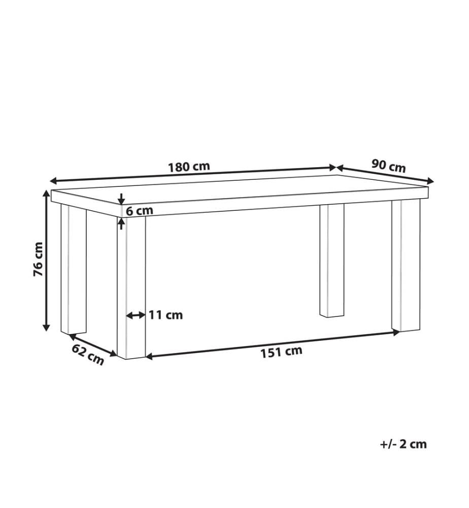 Gartentisch TARANTO 180 cm 90 cm Beton Grau